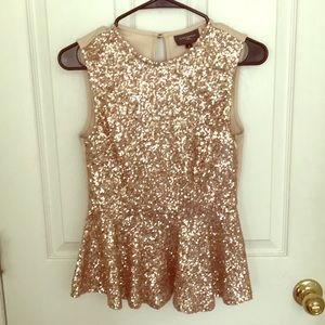 Rose Gold Sequin Peplum Top